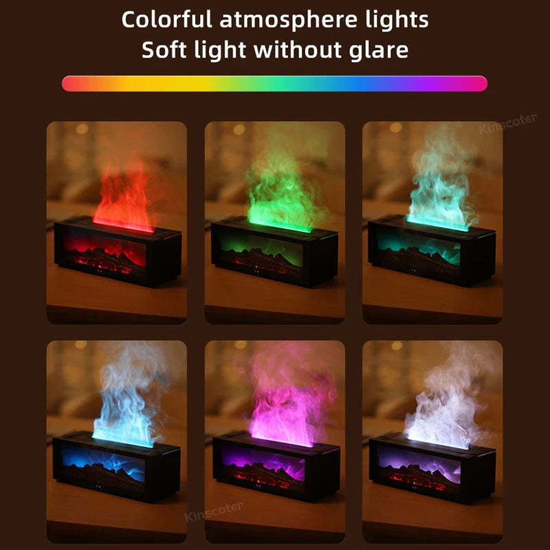 3D Fireplace aroma diffuser Flame Projector Lamp - Smart Aromatherapy Diffuser & Humidifier with Remote Control