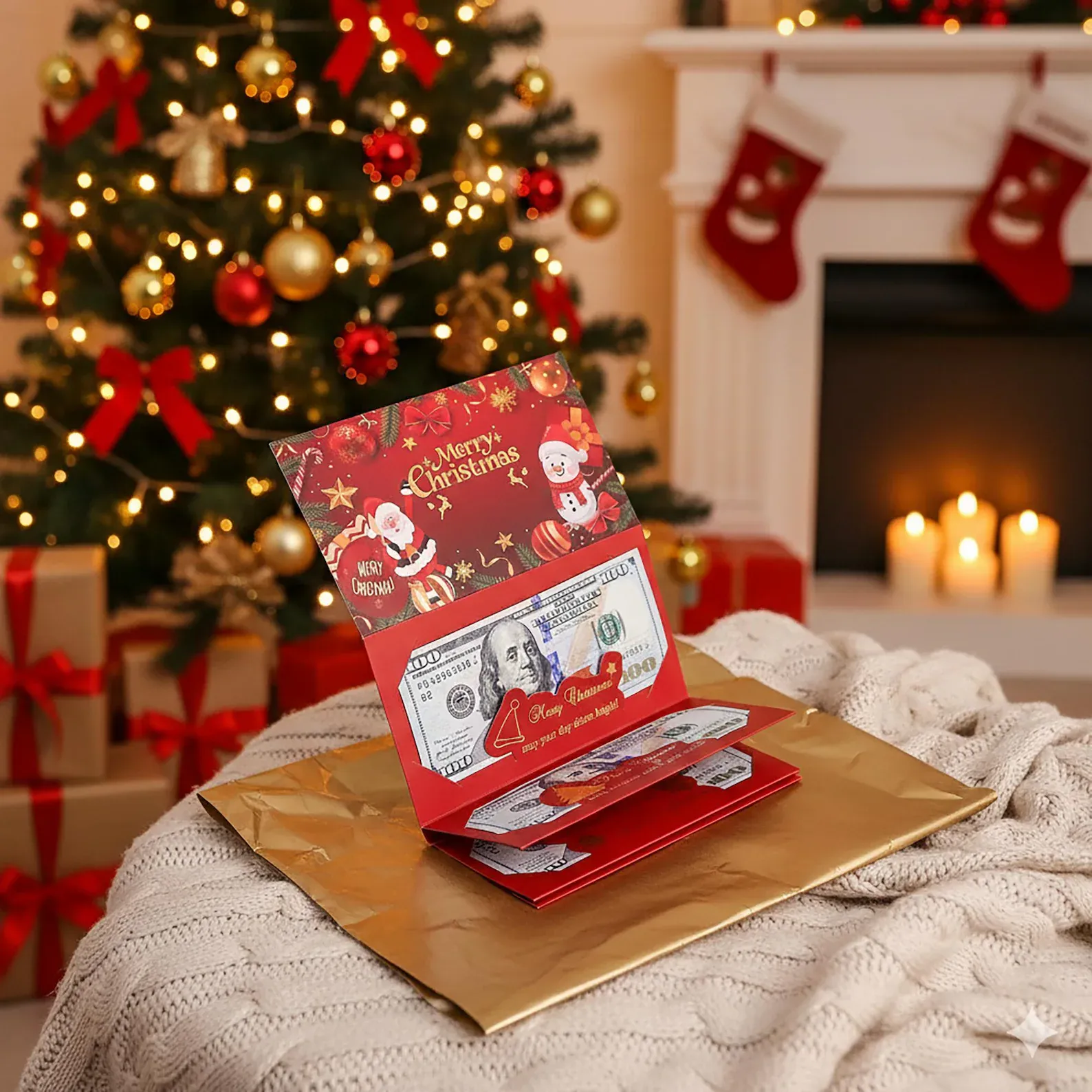 Christmas Money Holders with Envelopes Surprise Cash Gift Cards for Kids, Teens, Mom & DadCreative Christmas Cash Gift 