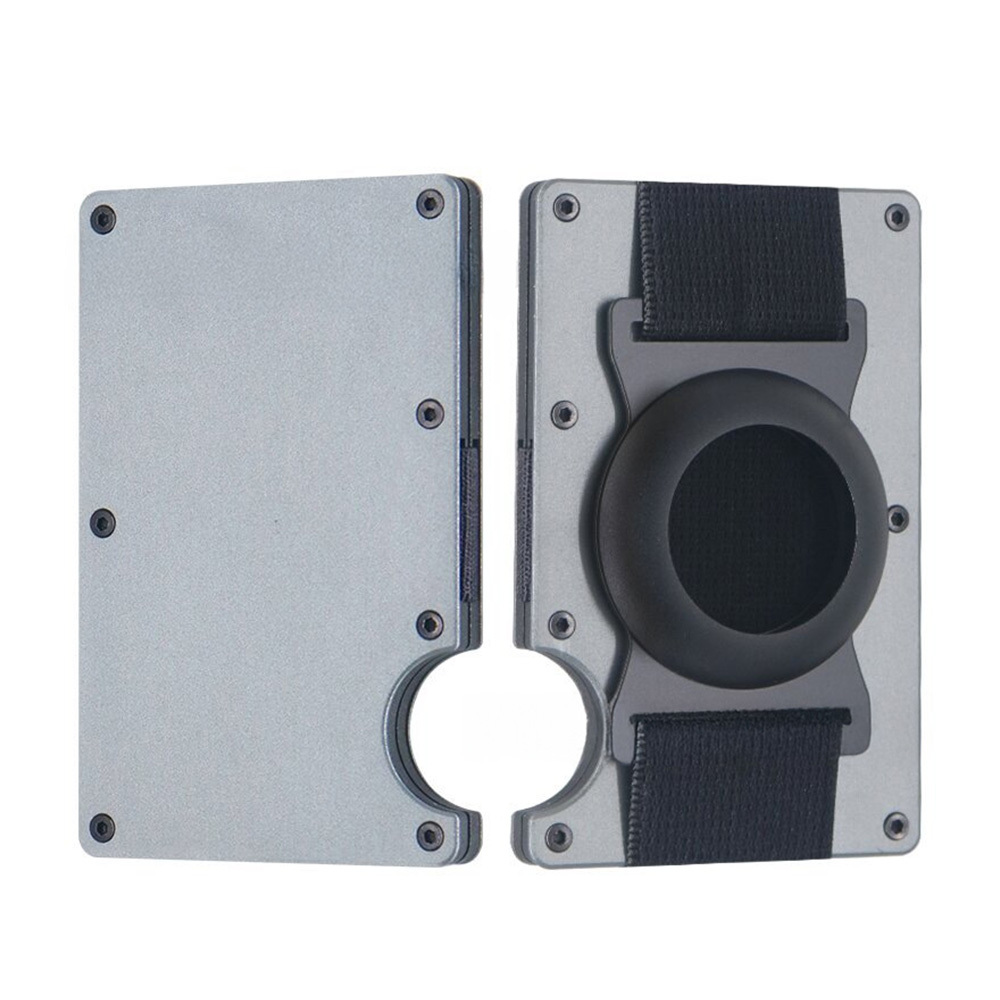 Metal Money Clip with AirTag Tracker - Aluminum RFID-Blocking Card Holder Wallet