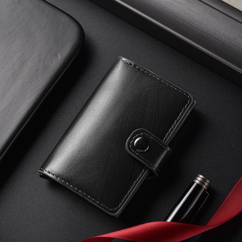 Men’s RFID Blocking Metal Card Wallet: Automatic Ejection, Aluminum Construction, Anti-Magnetic & Anti-Theft Design