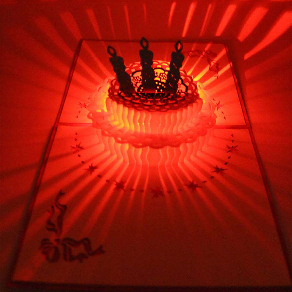 Birthday Music Gorgeous Cake 3D Pop Up Cards Led Light Pop Up Greeting Card