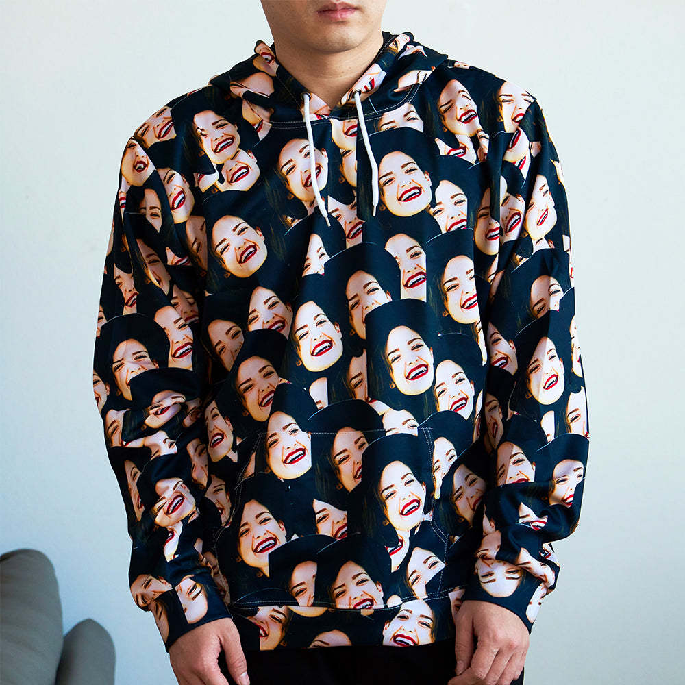 Custom Face Couples Hoodie Casual Printed Photo Hoodie For Men Women - Hot - 