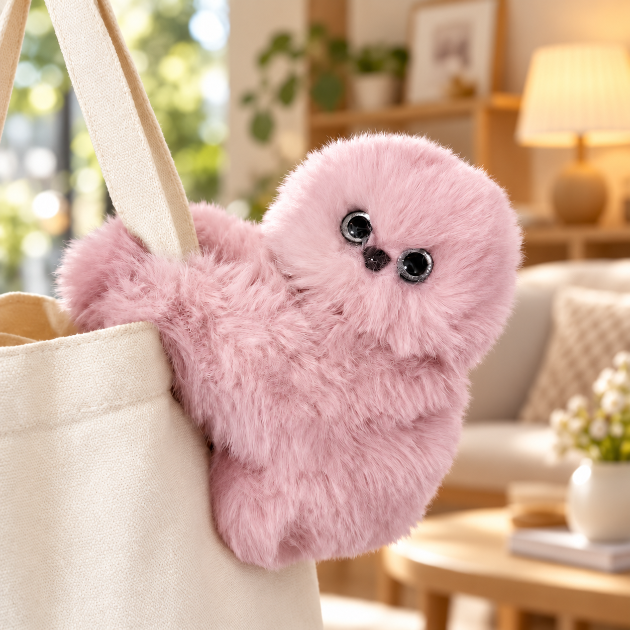 Interactive Head-Shaking Plush Owl Bag Charm - Talking & Musical Fluffy Bag Pendant | Holiday Gift Idea
