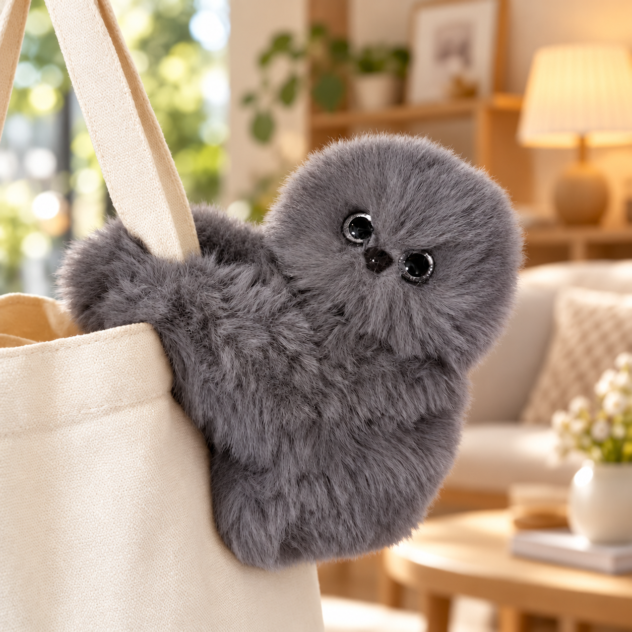 Interactive Head-Shaking Plush Owl Bag Charm - Talking & Musical Fluffy Bag Pendant | Holiday Gift Idea
