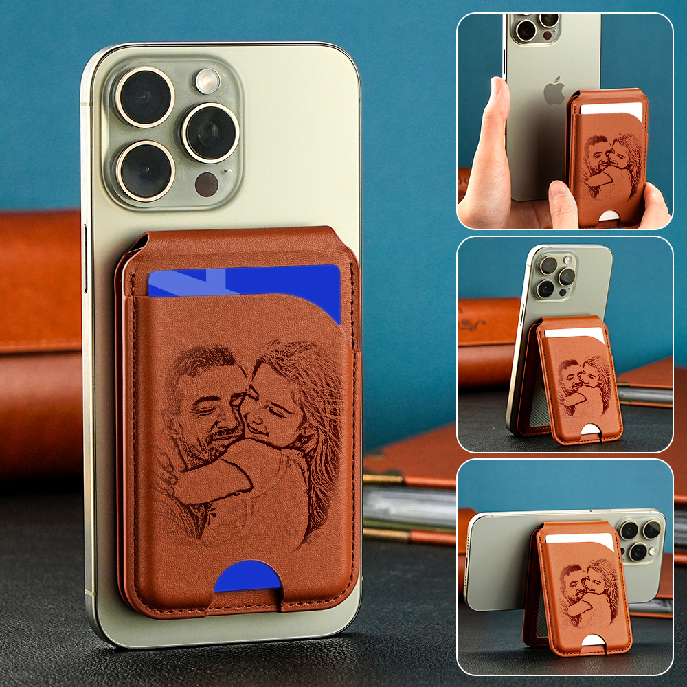 New Rotating Magnetic Wallet Stand – Multi-Card Holder with Secure Snap-On Design