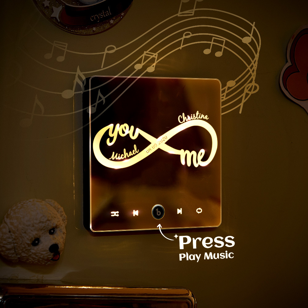 Custom Music Player Mirror Light Magnet with Personalized Name
