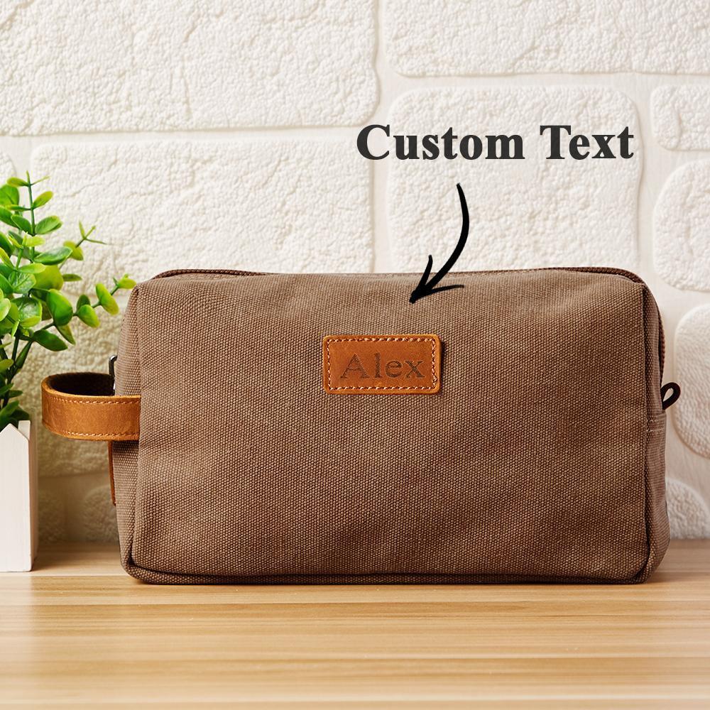 Custom Travel Toiletry Organizer Dopp Kit For Men Canvas Shaving Bag -