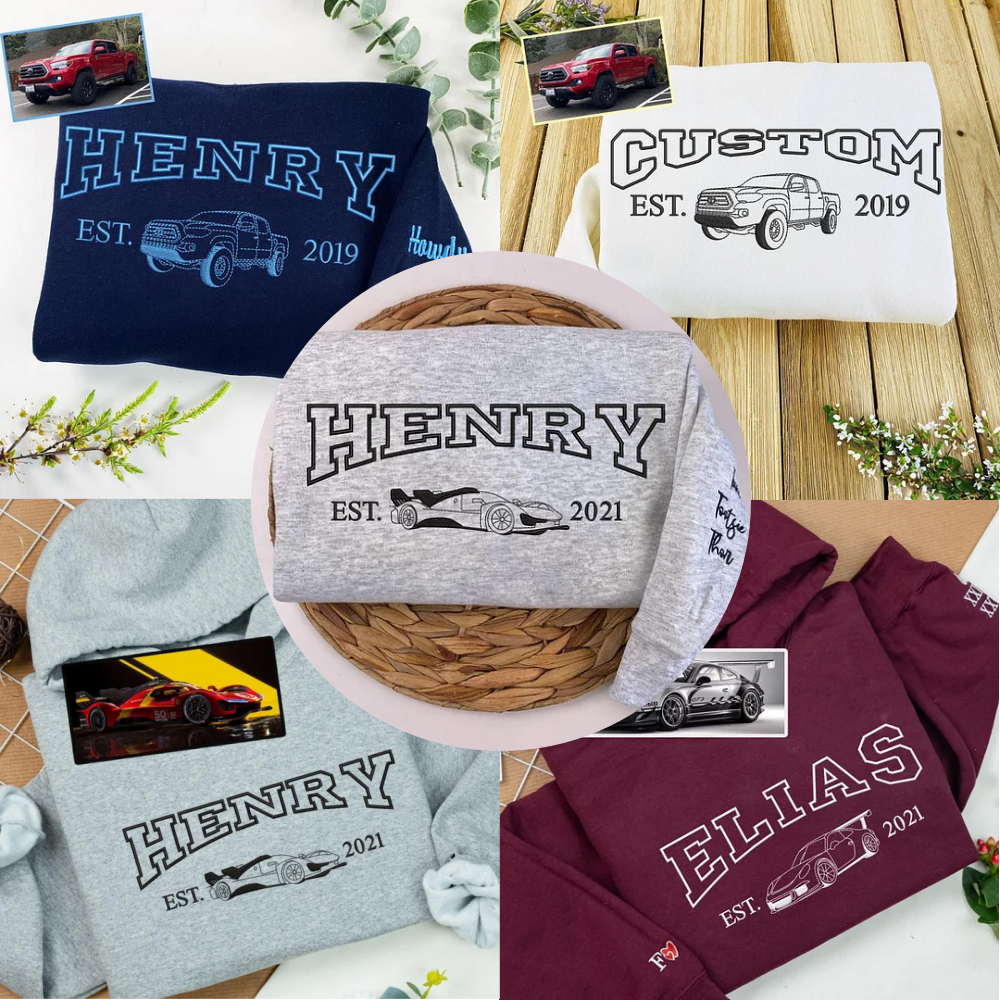 Custom Embroidered Car Personalized Hoodie for Men Perfect Birthday & Valentine's Day gift for Car Lovers!