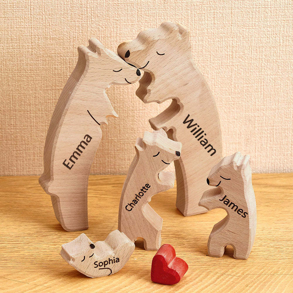 Personalised Wooden Puzzle Bears Family Custom Names Puzzle Home Decor Gifts	 - myphotowallet