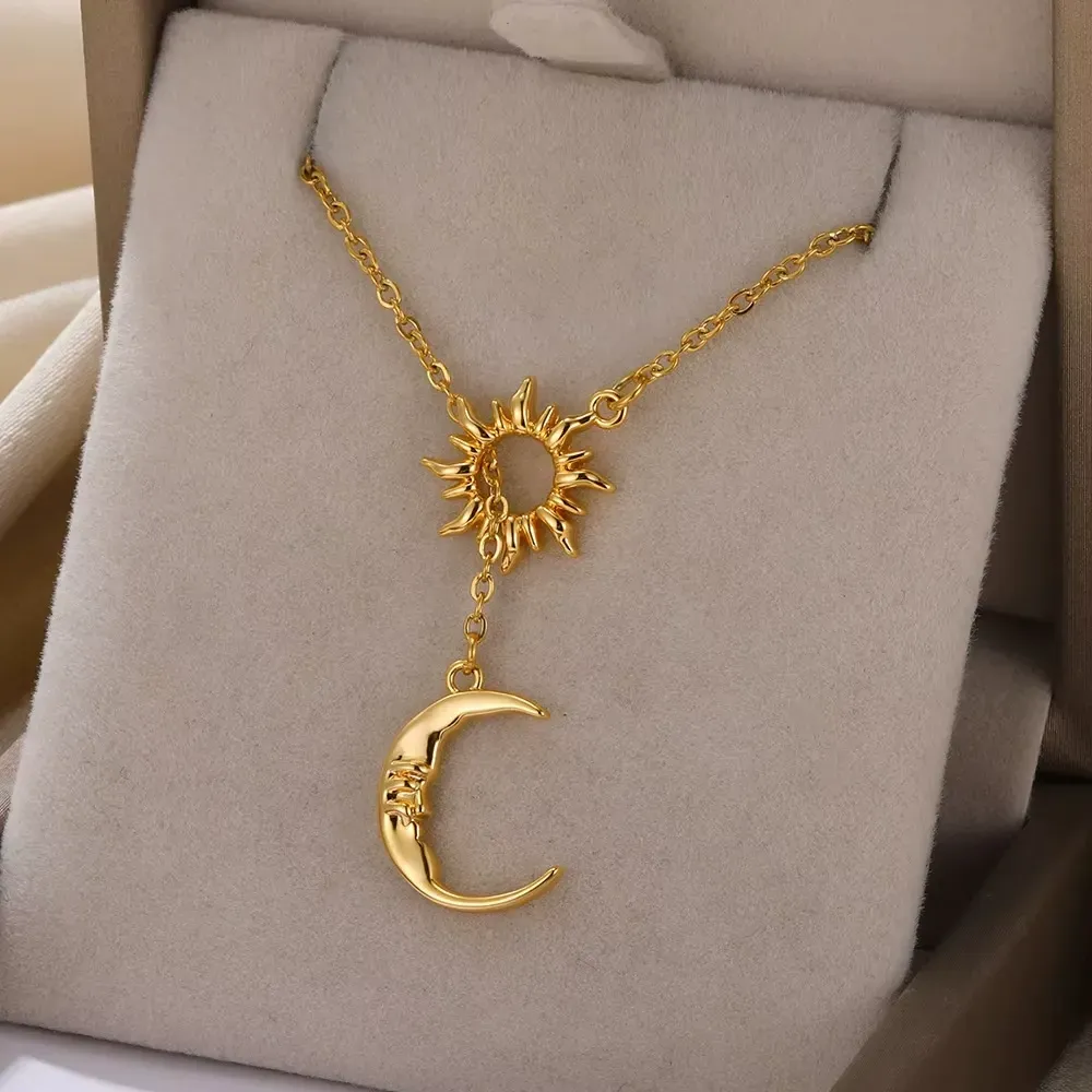 Sun & Moon Y Gold Necklace