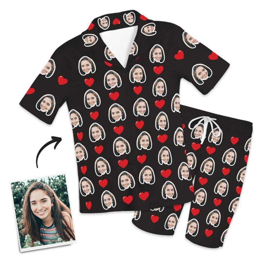 Customized Photo Short Sleeved Pajamas Home pajamas-Hearts - 