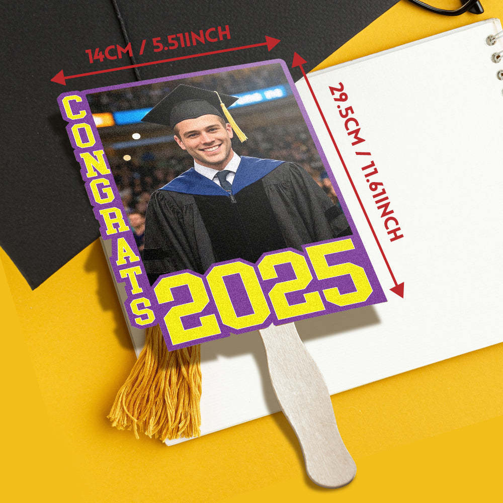 Personalized Graduation Handheld Photo Fan Graduation Party Gift for Class of 2025 Graduates -