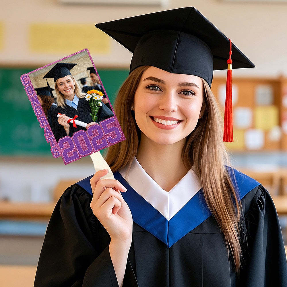 Personalized Graduation Handheld Photo Fan Graduation Party Gift for Class of 2025 Graduates -