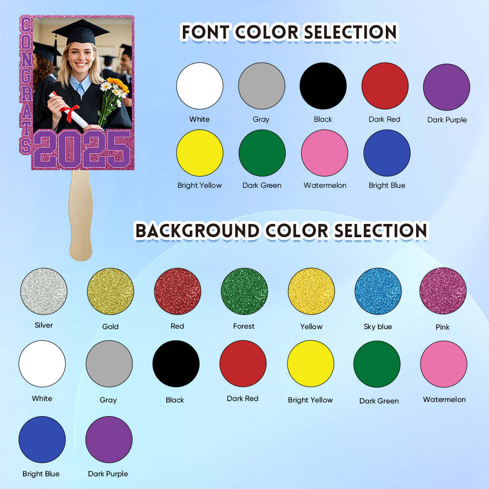 Personalized Graduation Handheld Photo Fan Graduation Party Gift for Class of 2025 Graduates -