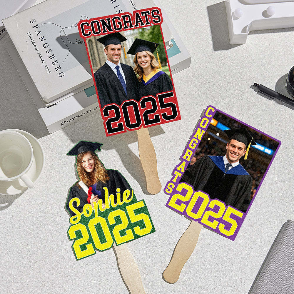 Personalized Graduation Handheld Photo Fan Graduation Party Gift for Class of 2025 Graduates -