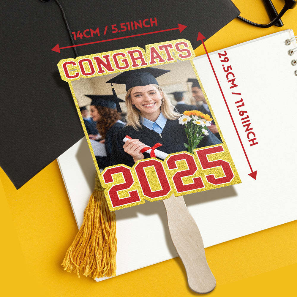 Personalized Graduation Handheld Photo Fan Graduation Party Gift for Class of 2025 Graduates -