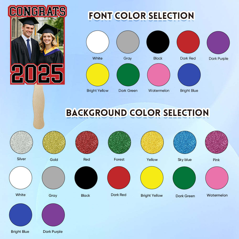 Personalized Graduation Handheld Photo Fan Graduation Party Gift for Class of 2025 Graduates -