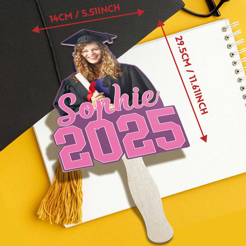Personalized Graduation Handheld Photo Fan Graduation Party Gift for Class of 2025 Graduates -