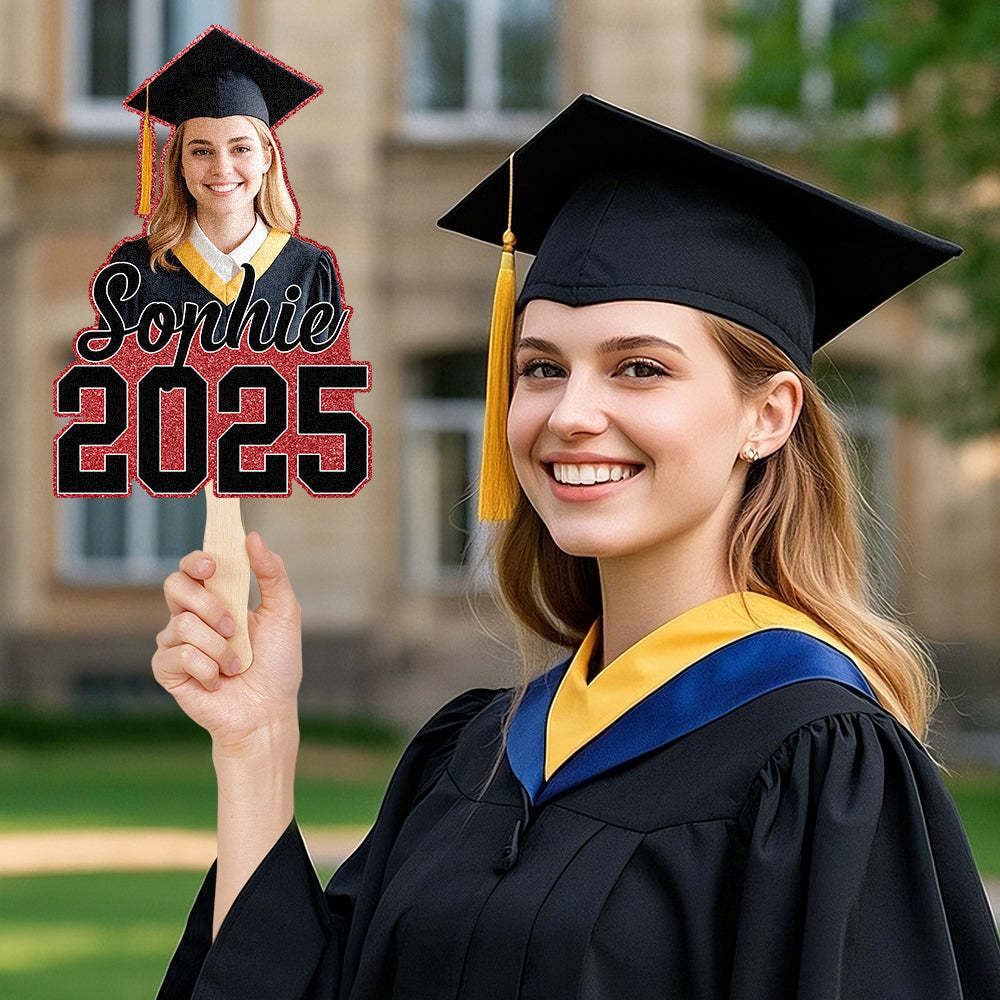 Personalized Graduation Handheld Photo Fan Graduation Party Gift for Class of 2025 Graduates -