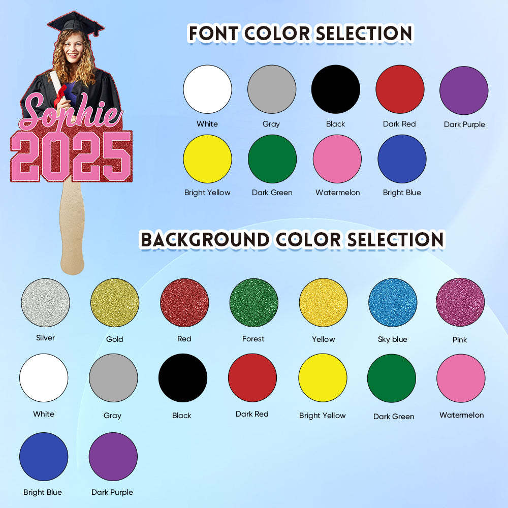 Personalized Graduation Handheld Photo Fan Graduation Party Gift for Class of 2025 Graduates -