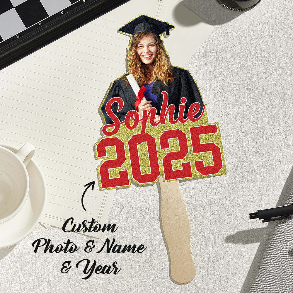 Personalized Graduation Handheld Photo Fan Graduation Party Gift for Class of 2025 Graduates -