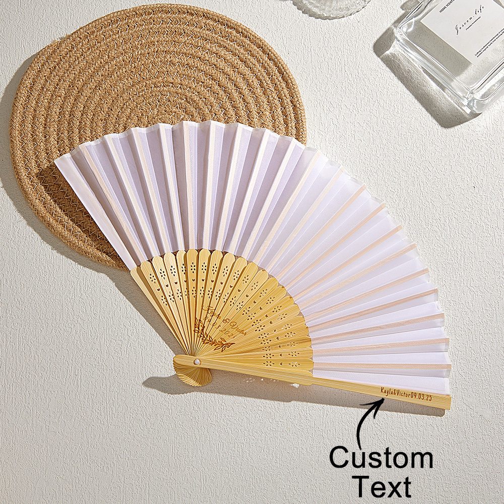 10pcs White Fabric Fan,Grade A Bamboo Ribs Wedding ,Party Favour Handh
