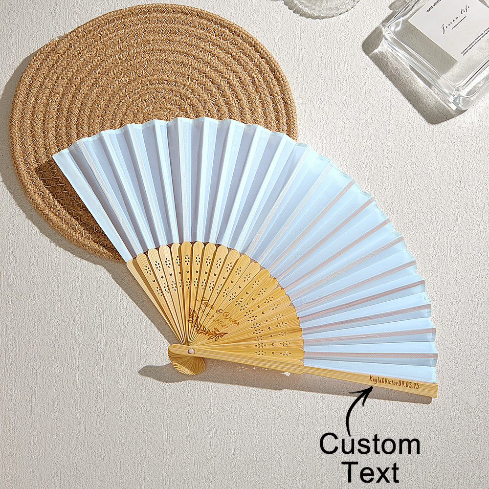 10pcs White Fabric Fan,Grade A Bamboo Ribs Wedding ,Party Favour Handheld Fan,