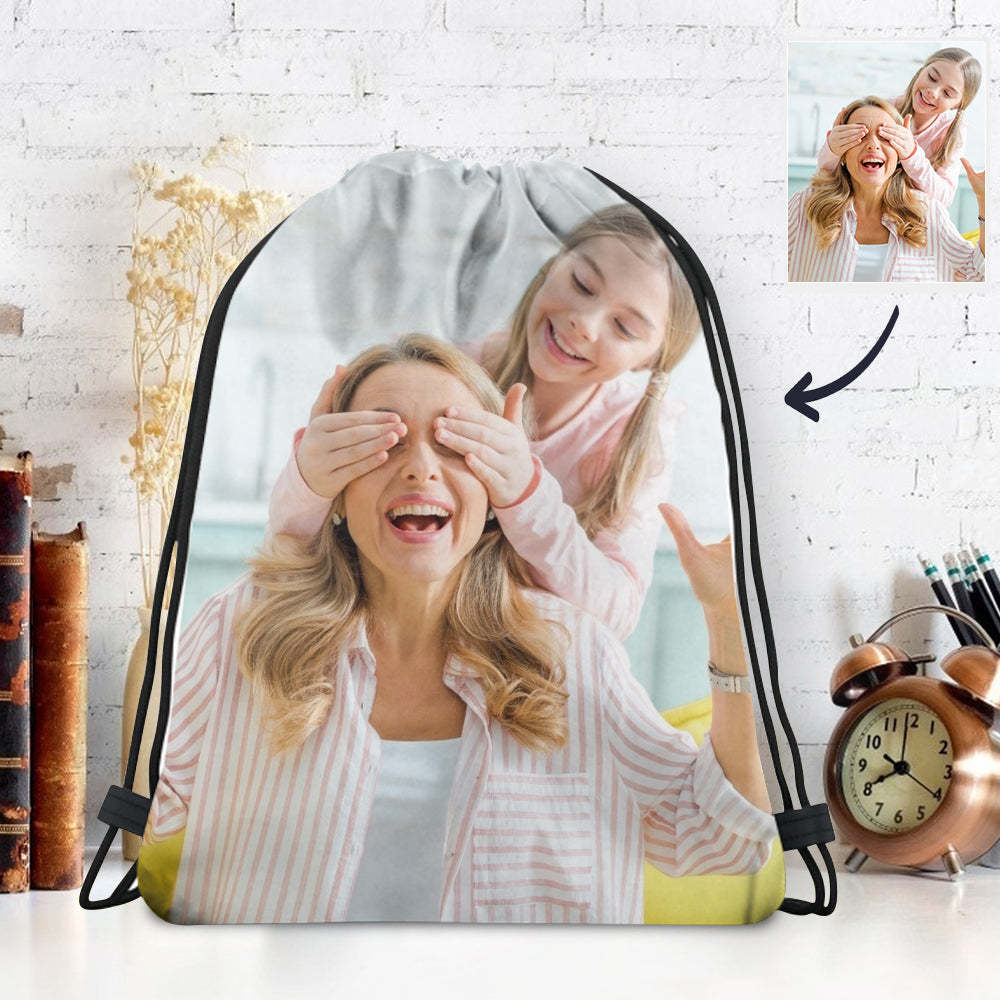 Back To School Gifts Personalized Photo Drawstring Sport Backpack - 