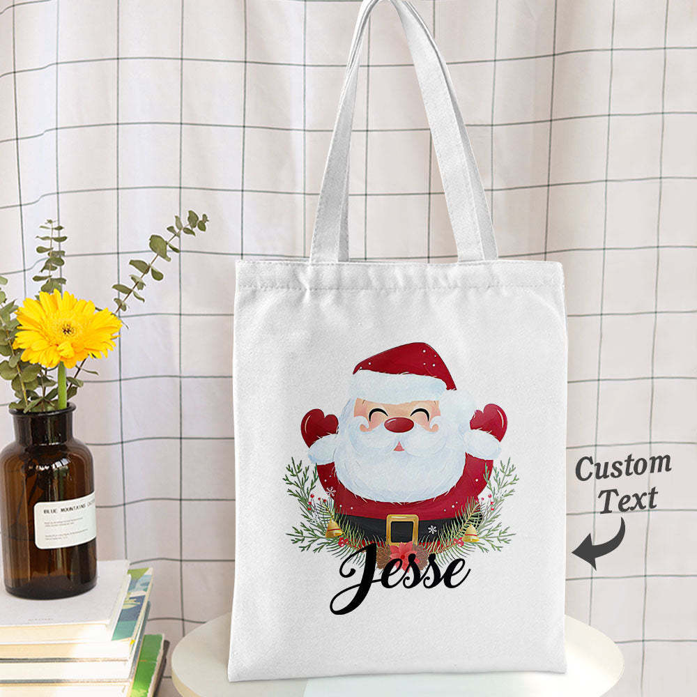 Custom Name Christmas Tote Bag, Christmas Deer Kids Gift Bag, Christmas Present Tote Bag, Christmas Family Gift Tote Bag, Holiday Gift Totes -
