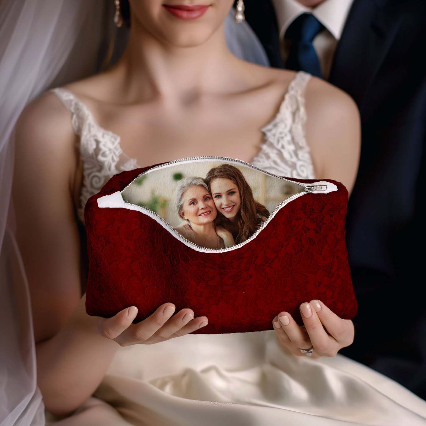 Custom Photo Lace Purse Wallet for Mom Mother's Day Gifts
