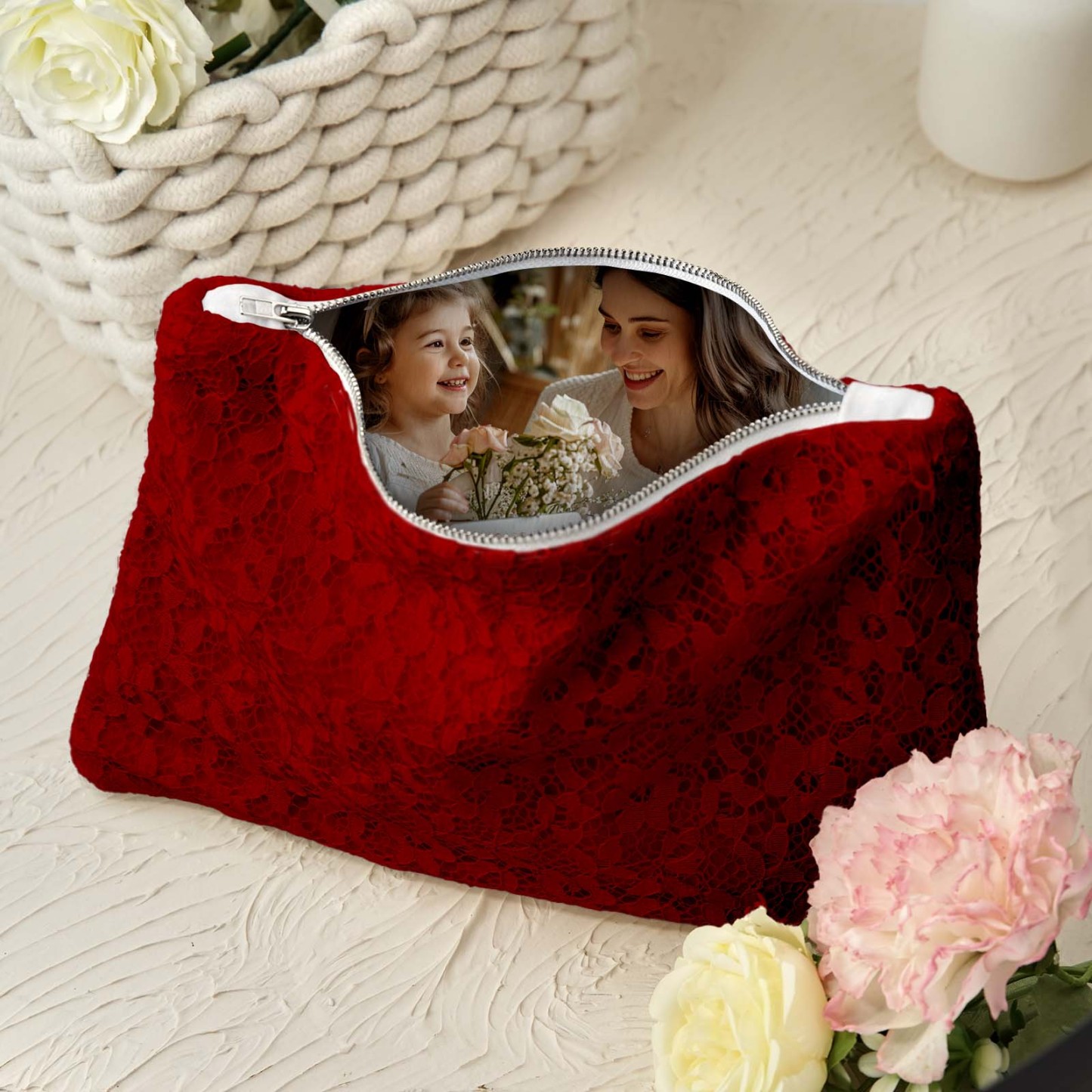 Custom Photo Lace Purse Wallet for Mom Mother's Day Gifts