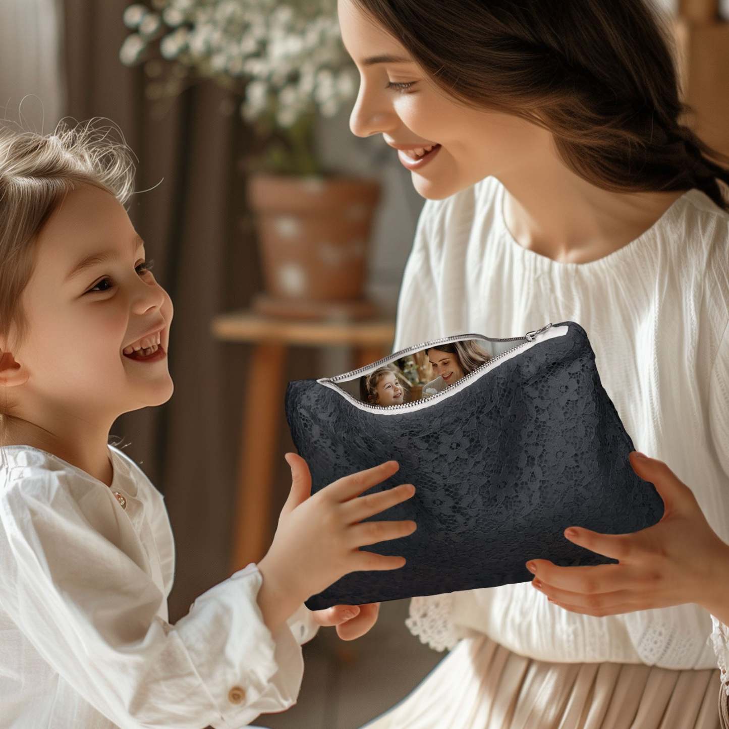 Custom Photo Lace Purse Wallet for Mom Mother's Day Gifts