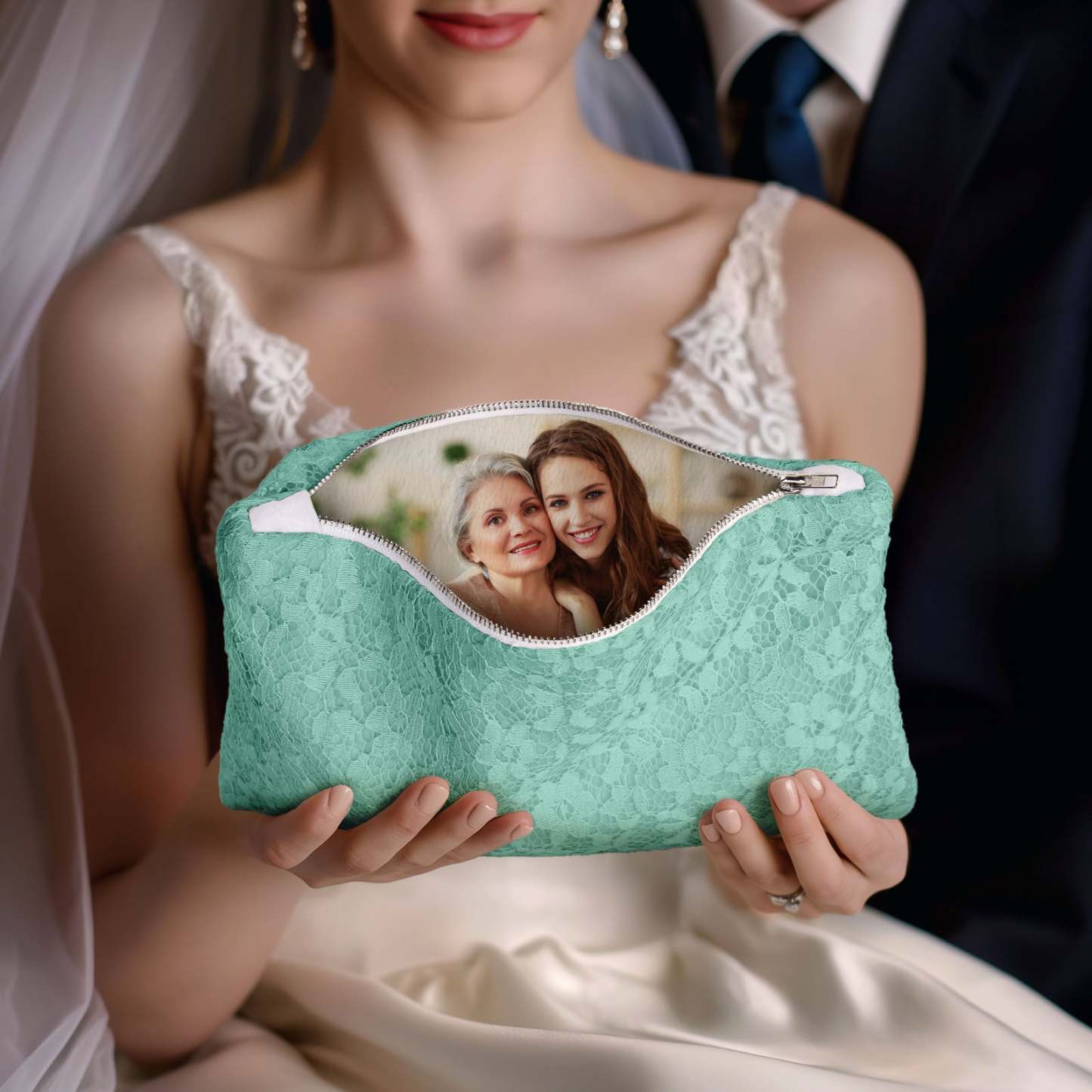 Custom Photo Lace Purse Wallet for Mom Mother's Day Gifts