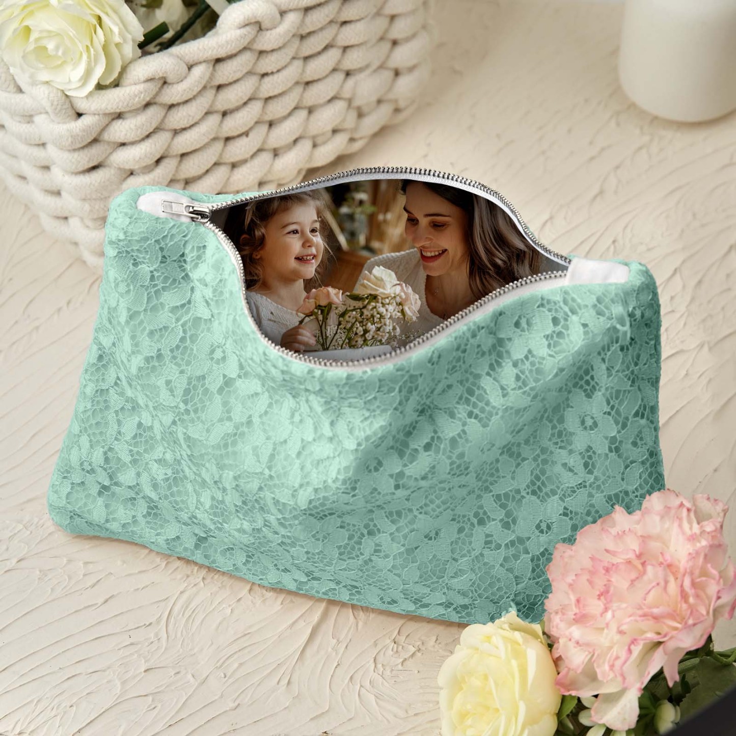 Custom Photo Lace Purse Wallet for Mom Mother's Day Gifts