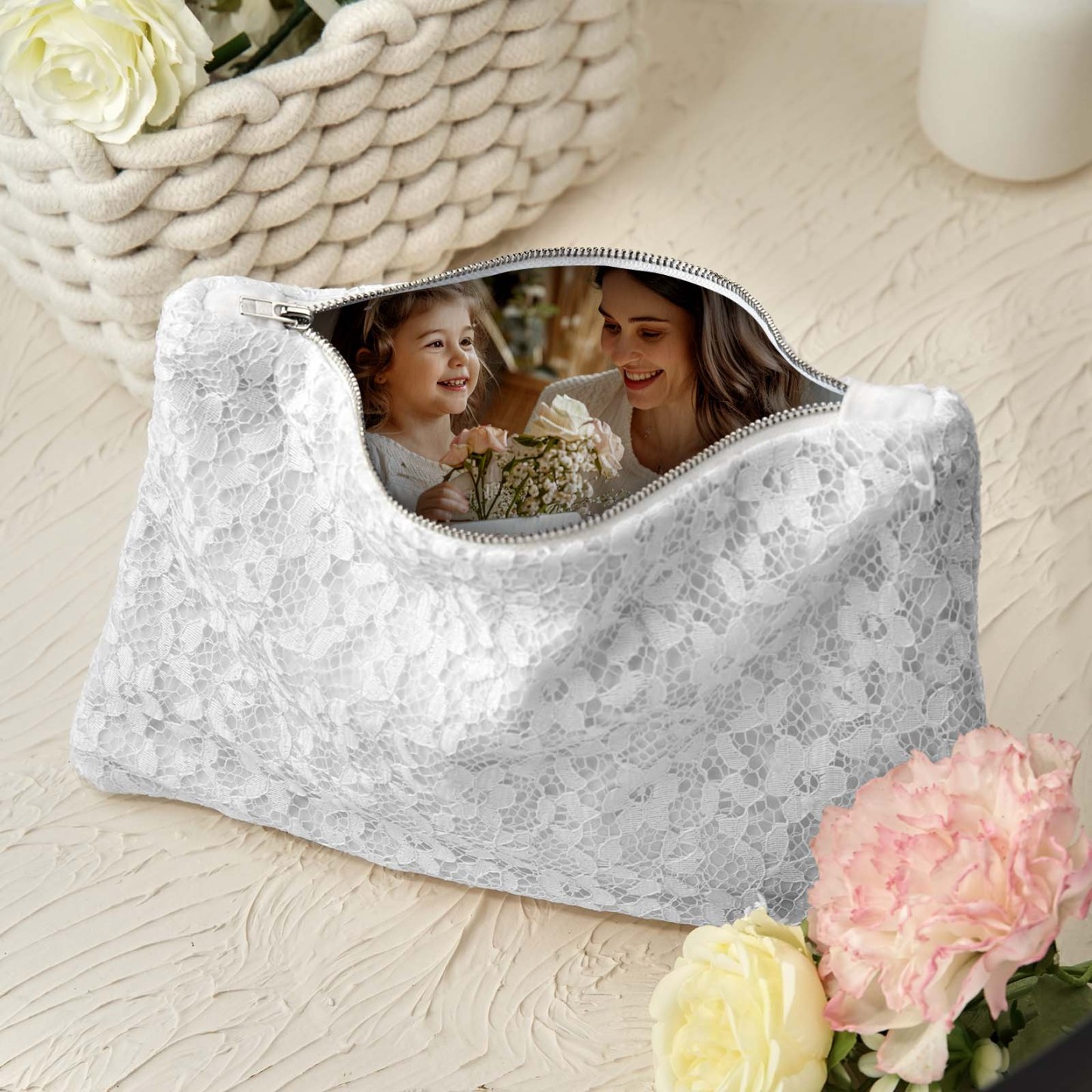Custom Photo Lace Purse Wallet for Mom Mother's Day Gifts