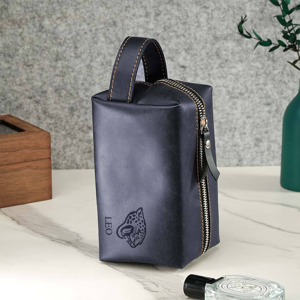 Personalized Leather Toiletry Bag Men's for Football Players, Custom Leather Dopp Kits for Football Teams, Fathers Day Gift Him Dad Father