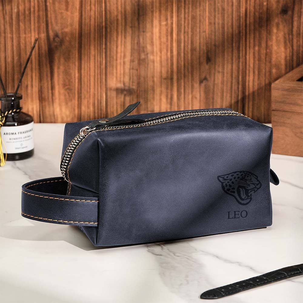 Personalized Leather Toiletry Bag Men's for Football Players