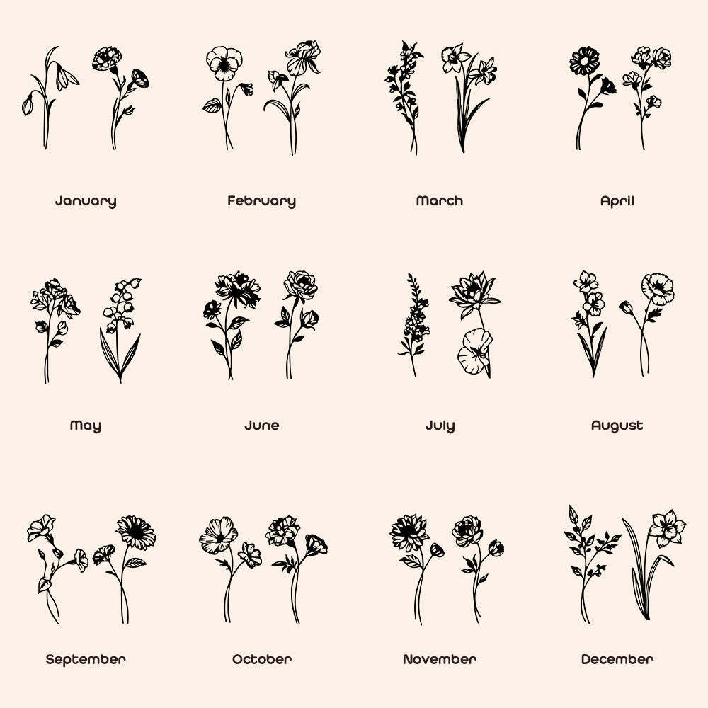 Personalized Birth Flower Name Clear Makeup Bag Birthday Wedding Travel Gift for Her - 