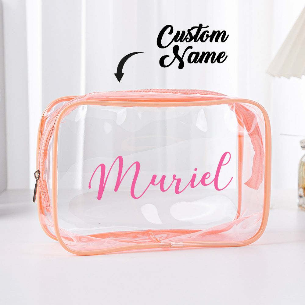 Personalized Name Makeup Bag Clear Waterproof Cosmetic Bag Birthday Wedding Gift for Her - 