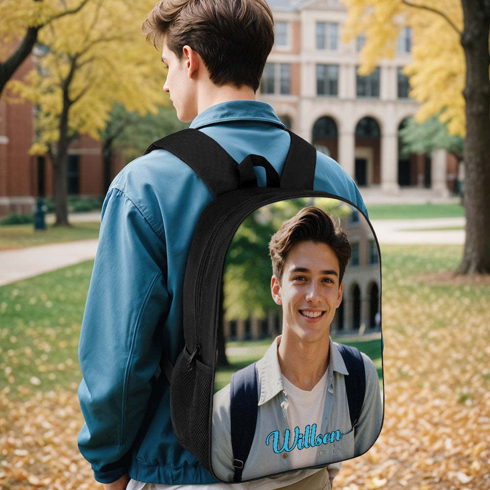 Custom Photo School Backpack, Back To School Gifts, Personalized Photo Text Backpack -