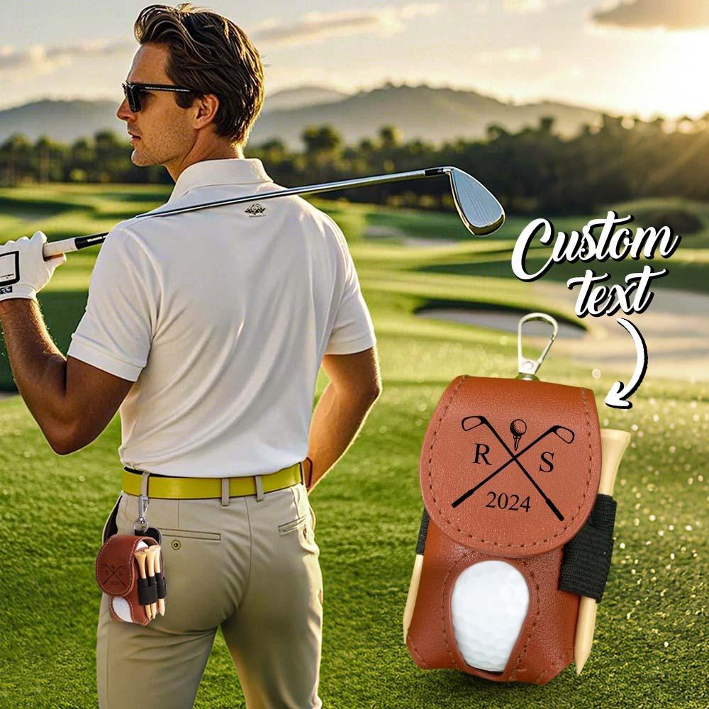 Personalized Monogram Golf Ball Leather Bag