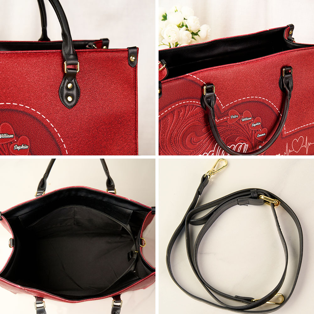 Personalized Leather Bag with Name Retro Large Tote Bag Mother's Day Gifts for Grandma Mom