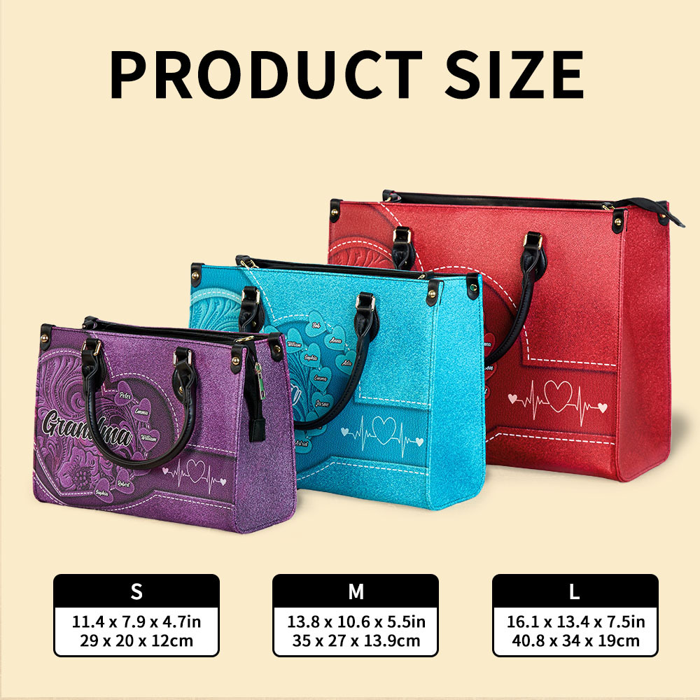 Personalized Leather Bag with Name Retro Large Tote Bag Mother's Day Gifts for Grandma Mom