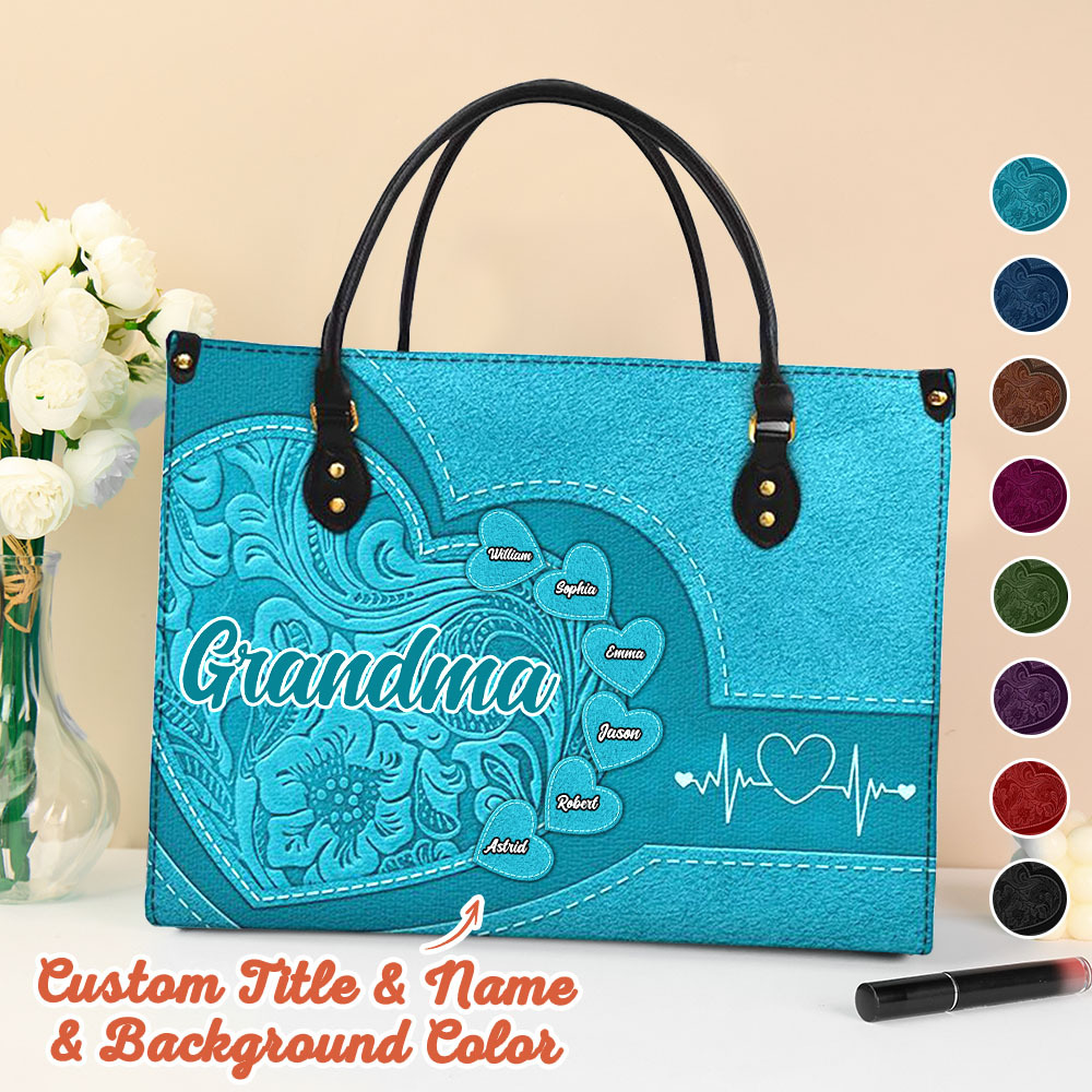 Personalized Leather Bag with Name Retro Large Tote Bag Mother's Day Gifts for Grandma Mom