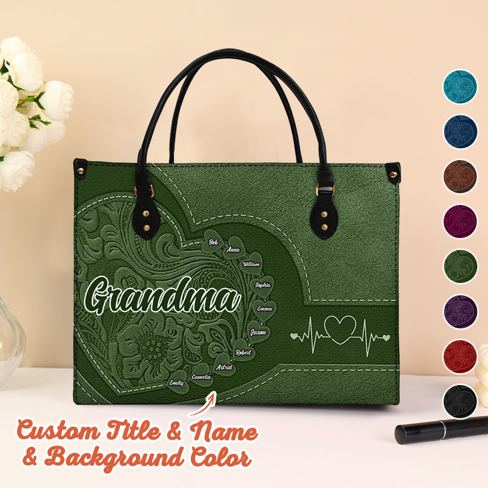Personalized Leather Bag with Name Retro Large Tote Bag Mother's Day Gifts for Grandma Mom