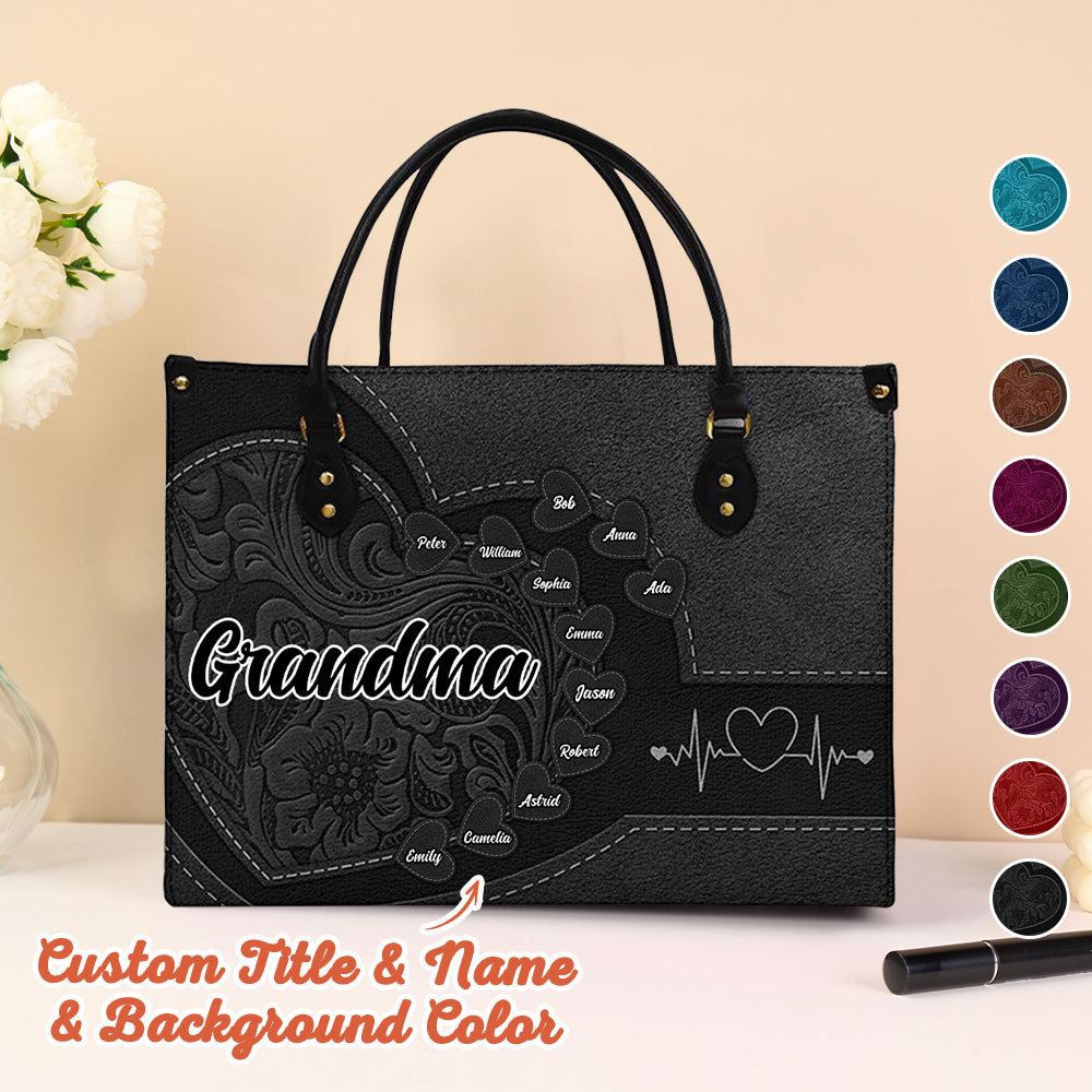 Personalized Leather Bag with Name Retro Large Tote Bag Mother's Day Gifts for Grandma Mom