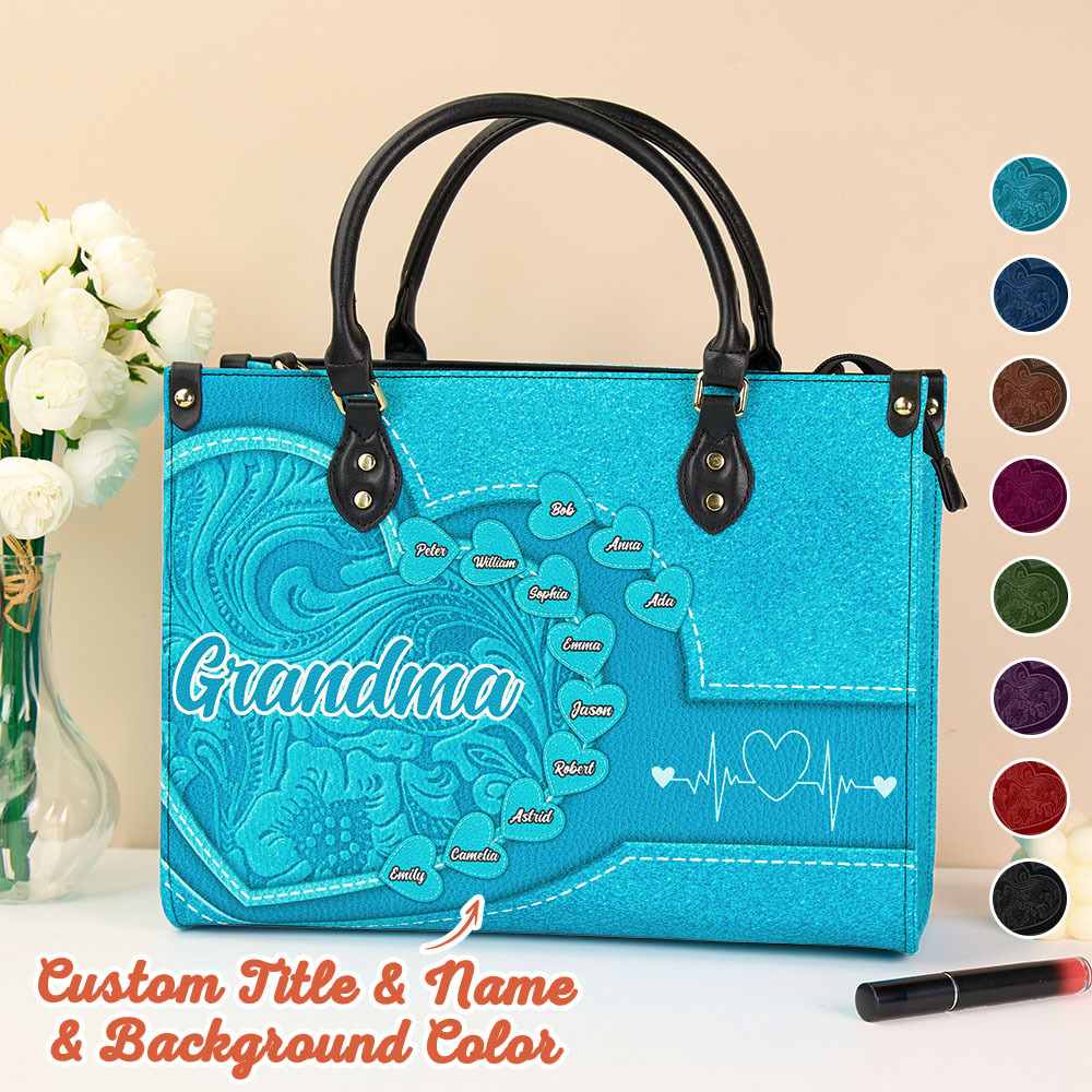 Personalized Leather Bag with Name Retro Large Tote Bag Mother's Day Gifts for Grandma Mom