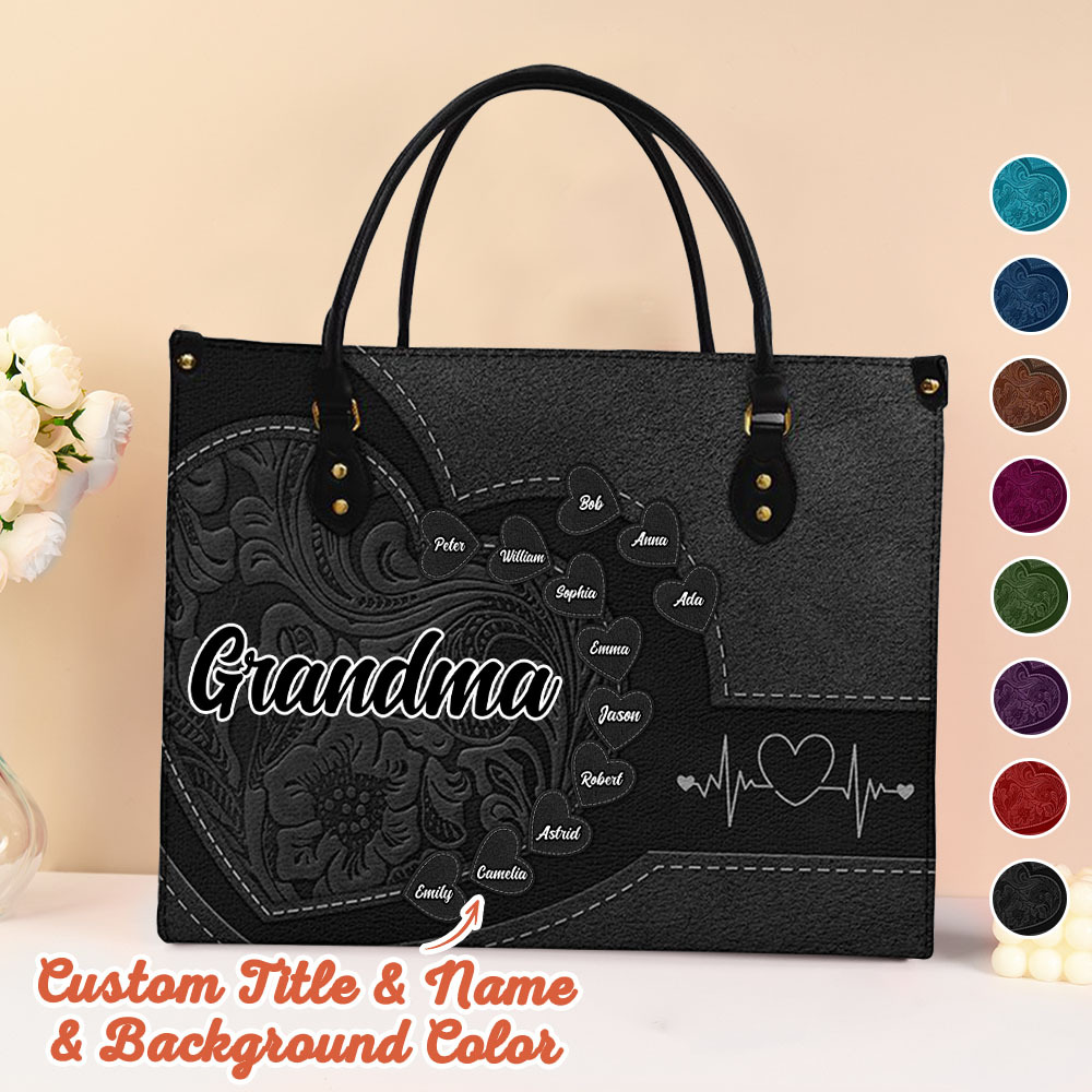 Personalized Leather Bag with Name Retro Large Tote Bag Mother's Day Gifts for Grandma Mom