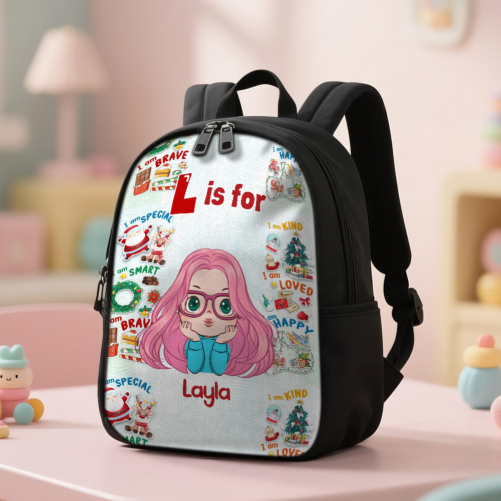 Personalized Backpack with Kid's Name DIY Cartoon Character School Bag 12inch Trendy Birthday Gift for Children, Toddlers & Preschool Boys and Girls - 