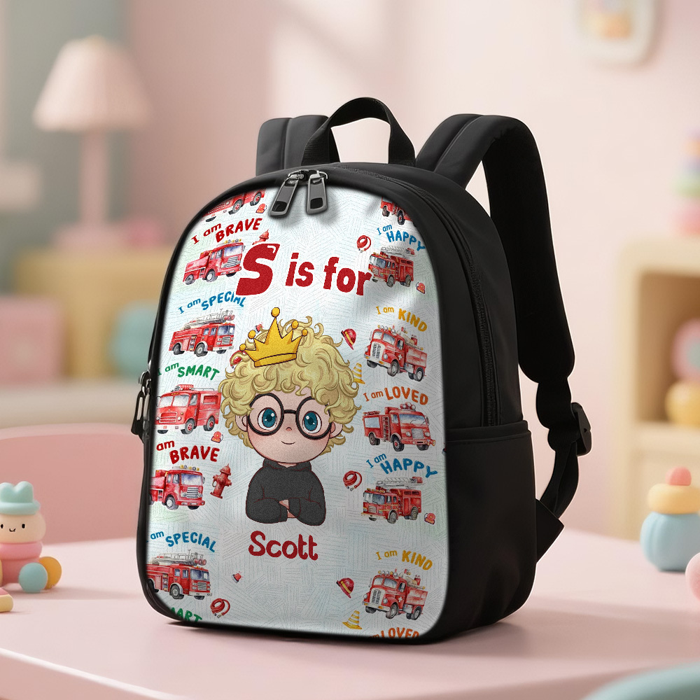 Personalized Backpack with Kid's Name DIY Cartoon Character School Bag 12inch Trendy Birthday Gift for Children, Toddlers & Preschool Boys and Girls - 